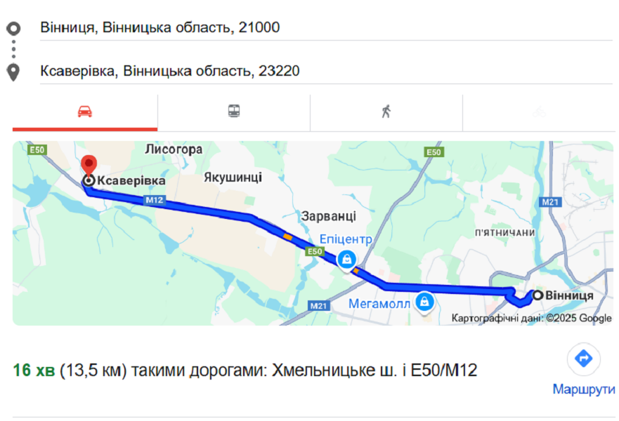 Вигляд ділянки зверху