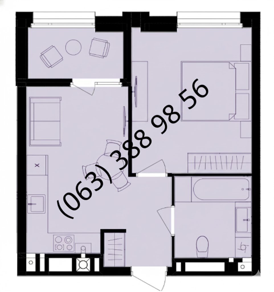 Зручне планування 1-кімнатної квартири 42 кв.м.